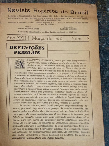 Imagen 3 de 4 de Revista Espirita Do Brasil Nº 3 * Marzo 1950 *