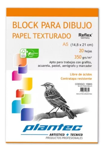 4 Blocks Para Dibujo A5 Plantec 20 Hojas 350grs 15663