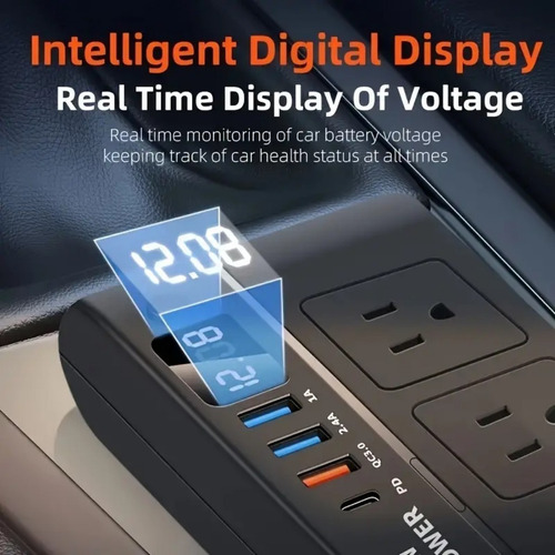 Inversor De Corriente Para Coche De 200w Con Pantalla Led