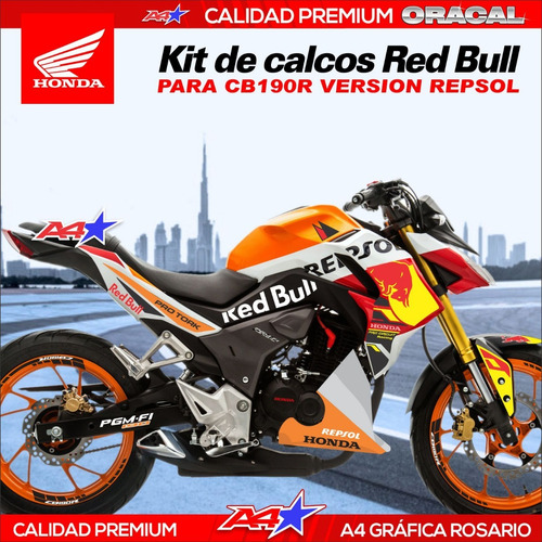 Calcos Honda Cb190r Kit Redbull P/repsol + Llantas