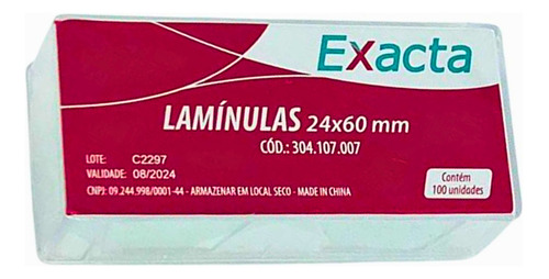 Lamínula De Vidro 24x60 Para Microscopia Com 1000 Unidades 