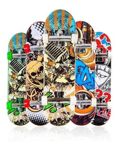 Kit 5 Skate De Dedo Fingerboard Sk8 Truck Lixa Miniatura