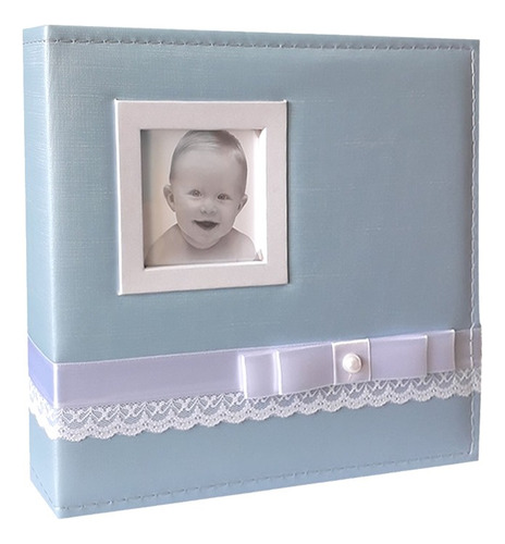 Álbum Livro Do Bebê /200 Fotos 10x15 Com Histórico E Memo Cor Bebê Azul