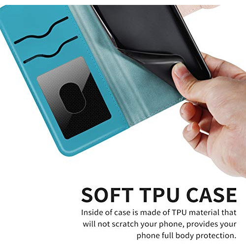 Funda Cartera Para Google Pixel 7 (2022) Turquesa Pu Piel Si