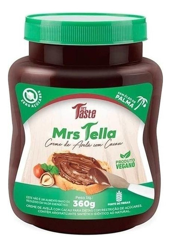 Mrs Taste - Mr Tella Sabor Nutella Vegana Sin Azucar X 360 G