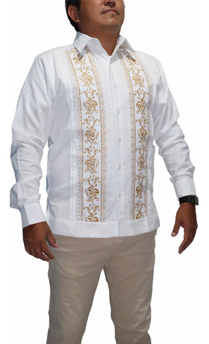 Guayabera De Yucatán Modelo Flor Calabaza (talla 34 A La 44)