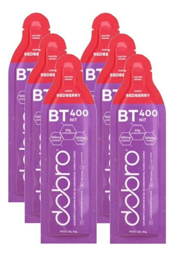 Kit 6x: Bt Nitrato Redberry Com Cafeína Gel Dobro 30g