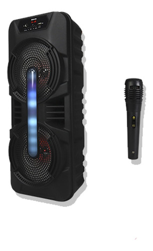 Bocina Bluetooth 8x2 Pulgadas Radio Fm Incluye Microfono Color Negro