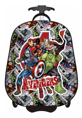 Mochila Rígida Avengers C/ Carro Infantil Valija 16 Pulgadas