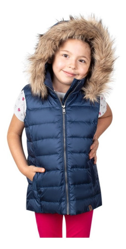 Imagen 1 de 5 de Chaleco Niña Greenlander Vpol6974 Pluma Gorro Desmontable