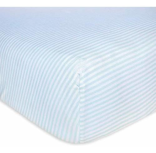 Burts Bees Baby Fitted Crib Sheet Thin Stripes 100% Algodón