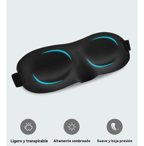 Antifaz Para Dormir 3d Negro Ajustable 1