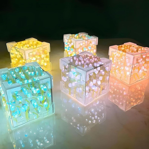 Diy Espejo Led Cube Tulipanes Lamparas Led Lamparas De Noche