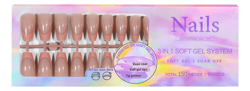 Uñas De Gel French Tips Press On Nails, 150 Unidades, 5 Colo
