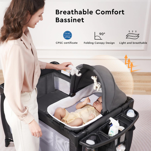 Pack And Play Lilleprins 4 In 1 W/ Bassinet & Changing Table