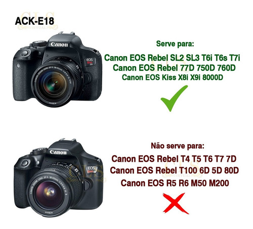 Imagem 4 de 8 de Fonte Ack-e18 Adaptador Ac P/ Canon Sl2 Sl3 T6i T6s T7i 77d