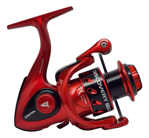 Micro Reel Caster Discovery 1007 Pesca Pejerrey 7 Rulemanes Color Rojo