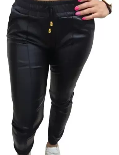 Jogger Para Mujer Vinipiel Pantalones Dama Tipo Piel Café W23104