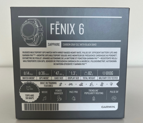 Garmin Fenix 6 Sapphire Carbon Gray Dlc Titanium Zafiro (Usado)