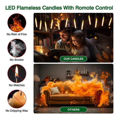 Velas Led Flotantes Con Control Remoto Mágico