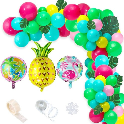 Pcs  Pies Tropical Hawaiano De Globos Guirnalda Kit Sel...