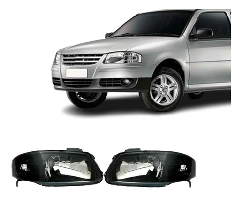 Juego Faroles Luz Vw Gol Country 2012 2013 2014 Frente Negro