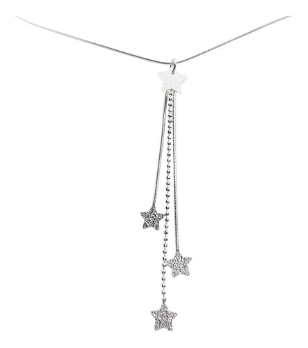 Collar Estrellas Colgante Cadena Cola De Topo Plata Fina 925