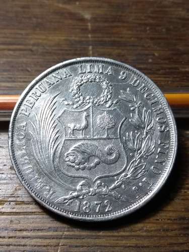 Moneda De Peru 1 Sol 1872 25 G De Plata 900