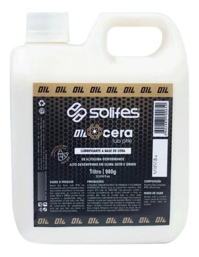 Lubrificante Corrente Bike Solifes Oil Cera Com Ptfe 1 Litro