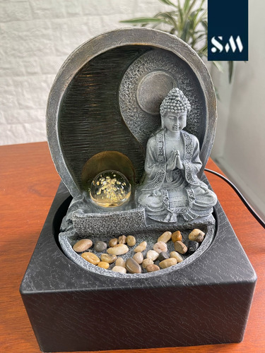 Fuente De Agua Buda Mediana Decoración Zen Con Luz Led