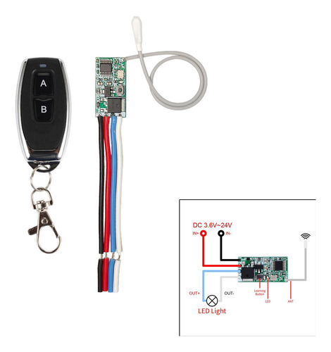 Mini Interruptor De Control Remoto Inalámbrico Rf 433mhz 12v