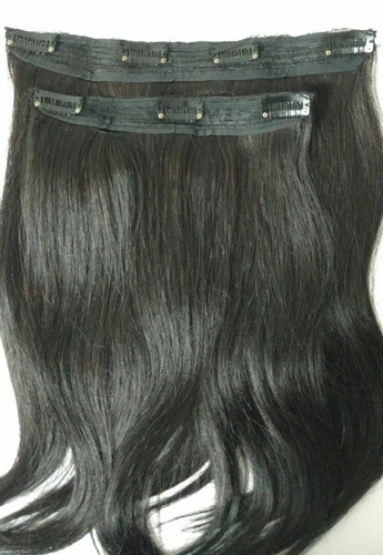 2 Telas De Cabelo Preto 100% Humano 63 Cm - Com Tictac 150g