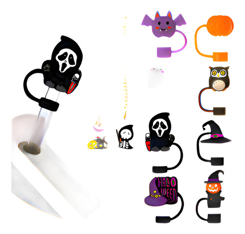 10 Piezas De Silicona Reutilizable Para Funda Popote Colorful