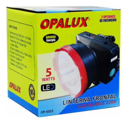 Linterna Frontal Recargable 5w Op-5052 Opalux