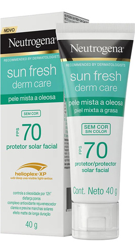 Neutrogena Sun Fresh Derm Care protetor solar facial em creme sem cor Fps70 40g