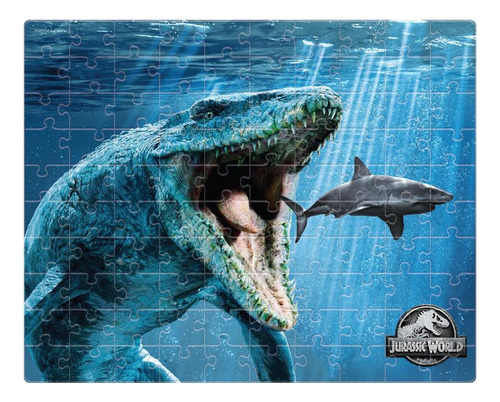 Quebra-cabeça Jurassic World Mosassauro 100 Peças -mimo