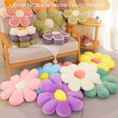 Menoeceus Flower Pillow Daisy Flower Floor Pillow Cojín, Lin
