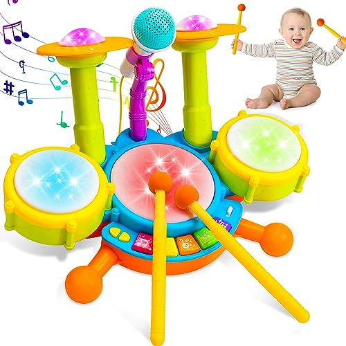 Kids Drum Set For Toddlers 1-3 Musical Baby Toys For 1 ...