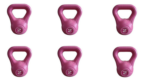 6 Pesas Rusas Bsfit Kettlebell Plastica 2kg C/u Mancuerna Color Rosa