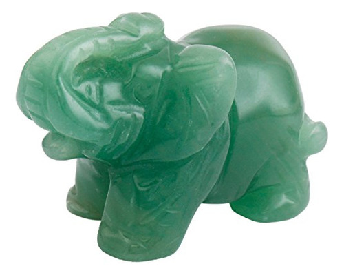 Figura De Elefante En Piedra Tallada. Amuleto, Aventurina Ve