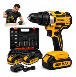 Parafusadeira Furadeira 48v Profissional 2 Baterias Sem Fio Amarelo 127/220v 60 Hz - R$ 95,92