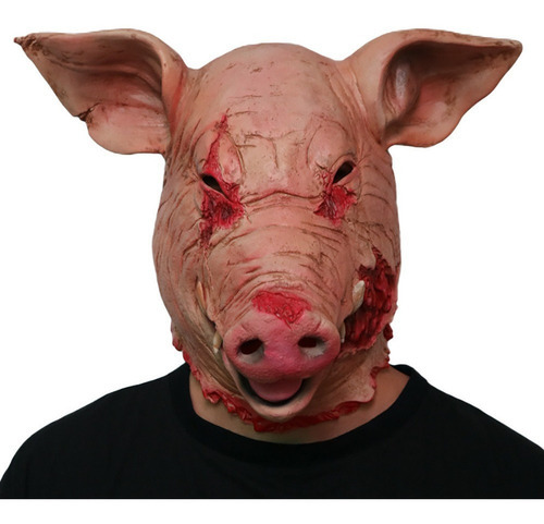 Máscara De Cabeza De Cerdo Aterrador De Halloween, Cara Podr Diseño Pig Head