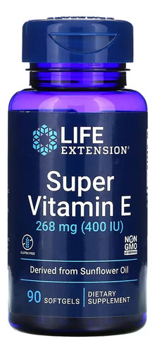 Vitamina E 400 UI Alpha Tocopherol Life Extension 90 cápsulas blandas, sabor sin sabor