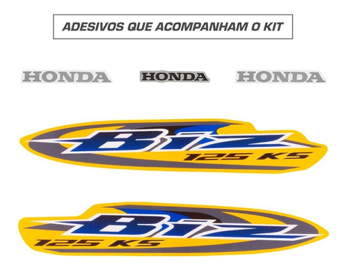 Kit Adesivo Jogo Faixas Moto Honda Biz 125 2008 Ks Amarela