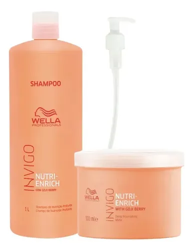 Kit Wella Nutri Enrich Shampoo 1000ml + Máscara 500ml Invigo