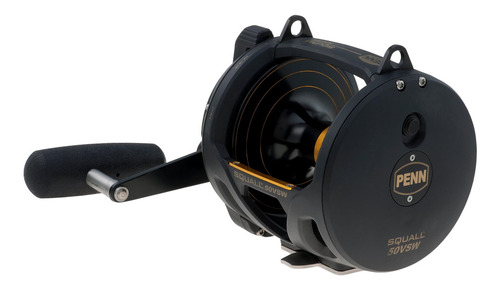 Reel rotativo Penn Squall SQL50VSW derecho color negro/dorado