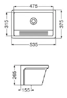 Imagen 2 de 8 de Pileta Lavadero Ferrum Pfc Loza Con Fregadero 55x37 Colgar