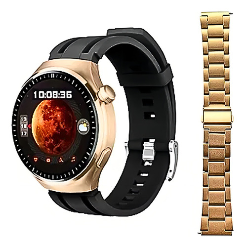 Smartwatch Redondo Com 2 Pulseiras Tela Amoled Gs Watch4 Pro Caixa Dourado Pulseira Dourado
