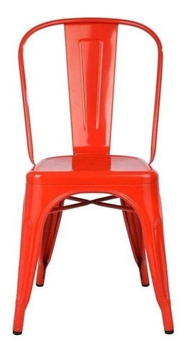 Cadeira Fixa Design Tolix Metal Pelegrin Pel-1518 Vermelha Cor da estrutura da cadeira Vermelho Cor do assento Vermelho