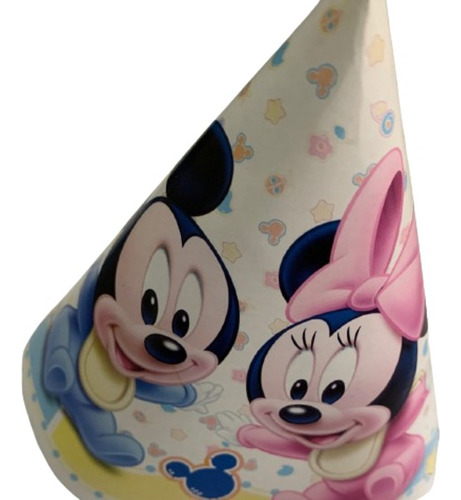Gorrito Bonete De Cumpleaños De Mickey Y Minnie Bebe X 8
